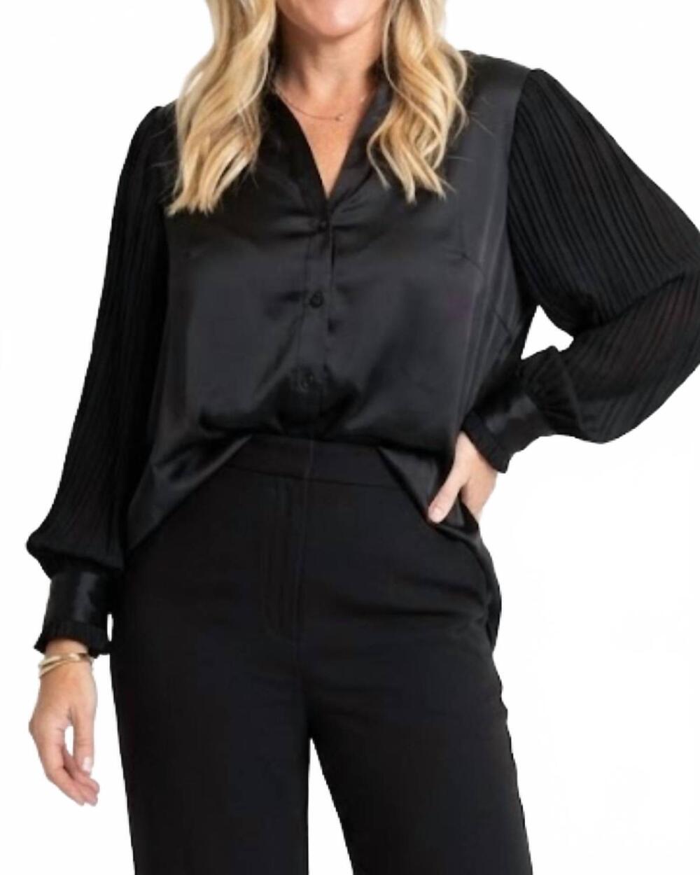 NEW ASTRID kate long sleeve button up blouse in black